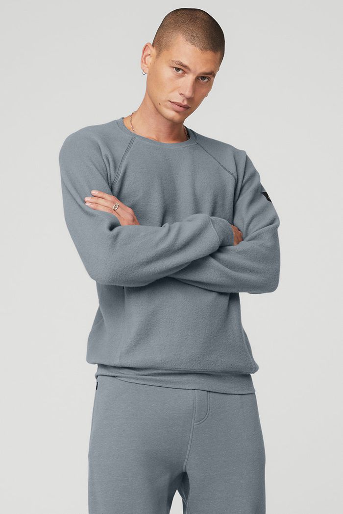 Grey Alo Yoga Triumph Crew Neck Sweatshirt Men's Long Sleeve | 53140MPAS