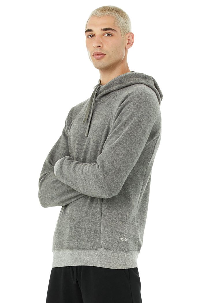 Grey Alo Yoga Triumph Men's Hoodie | 98025WBDM