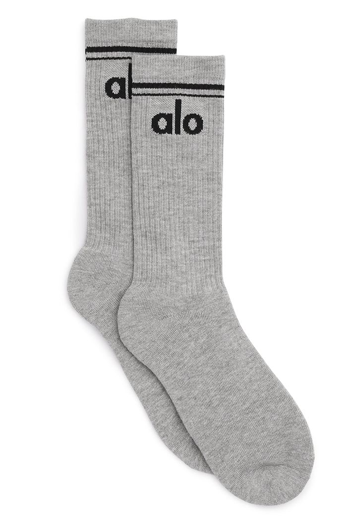 Grey Black Alo Yoga Throwback Women's Socks | 90817BTNC