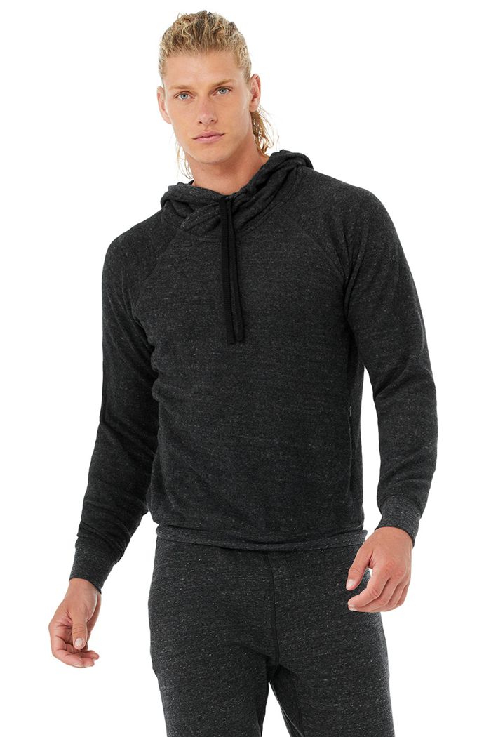 Grey Black Alo Yoga Triumph Men's Hoodie | 49328NCZE