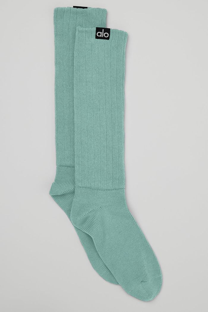 Light Blue Alo Yoga Scrunch Women's Socks | 59143UQYG