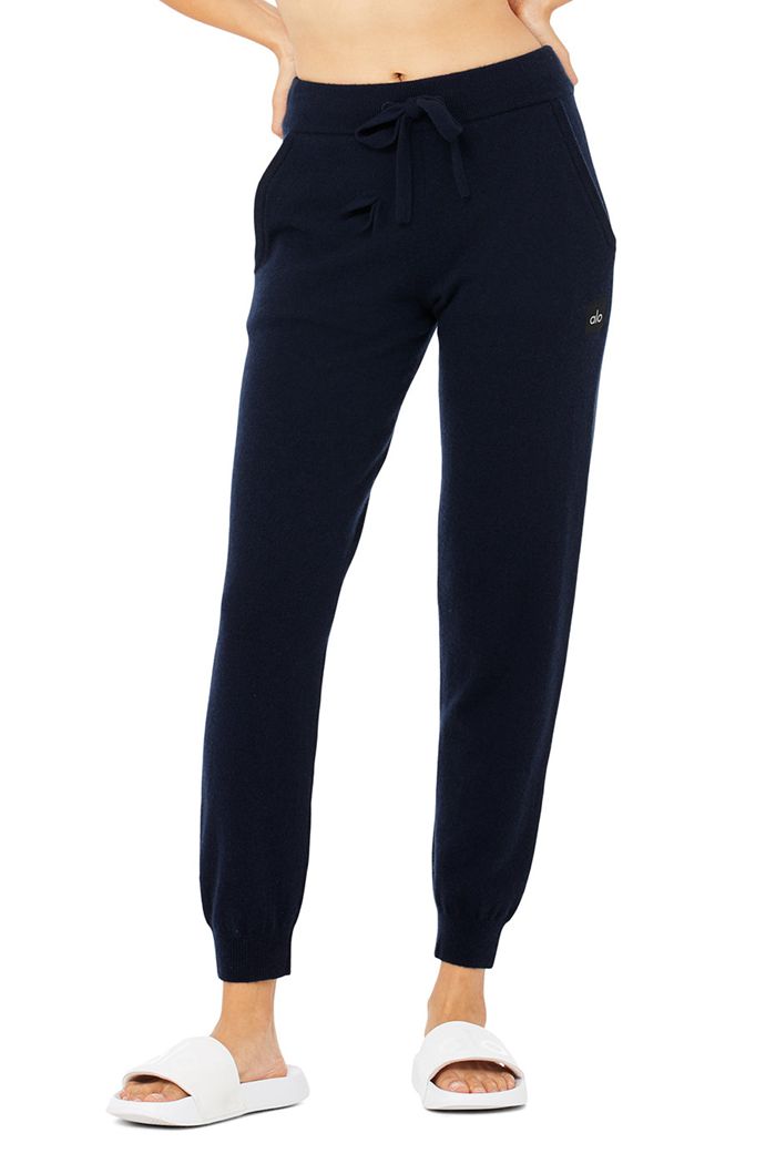 Navy Alo Yoga High-Waist Cashmere Jet Set Women's Pants | 63275MEST