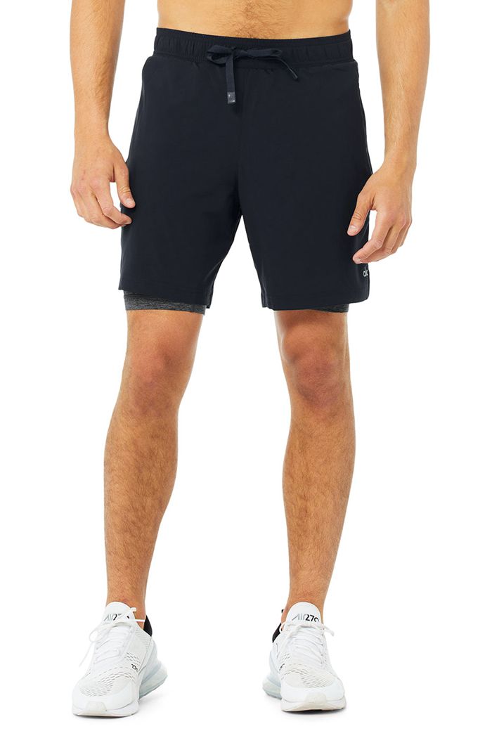 Navy Dark Grey Alo Yoga 7" Unity 2-In-1 Men's Short | 73862EDSP