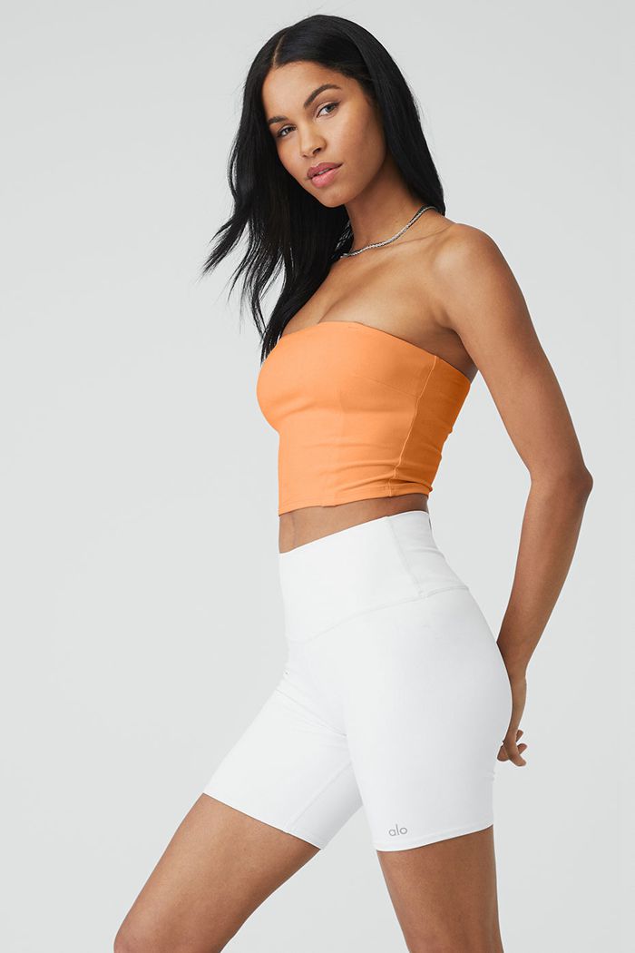 Orange Alo Yoga Alosoft Convertible Sunkissed Bandeau Women's Tank Tops | 47695NIYE