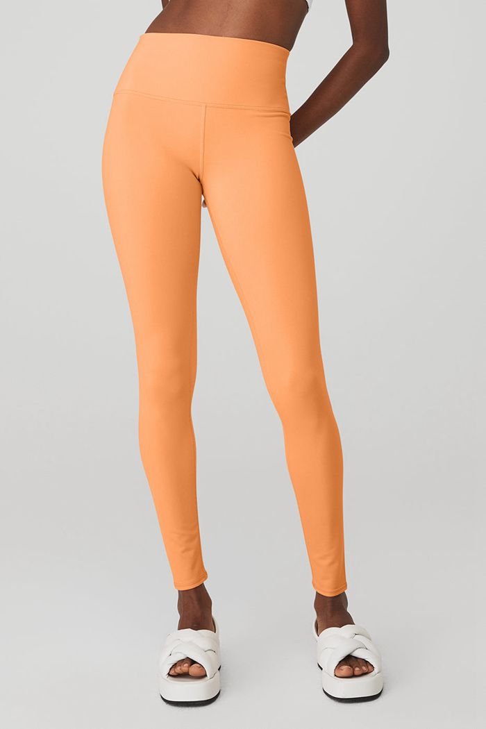 Orange Alo Yoga High-Waist Airbrush Women's Leggings | 61428GLFX