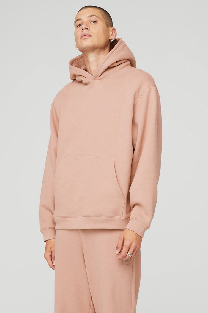 Pink Alo Yoga Renown Men's Hoodie | 84617XVYK