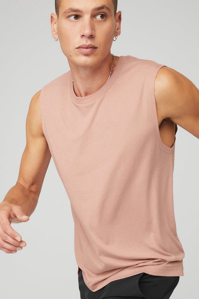 Pink Alo Yoga The Triumph Muscle Men's Tank Tops | 76845VWFL