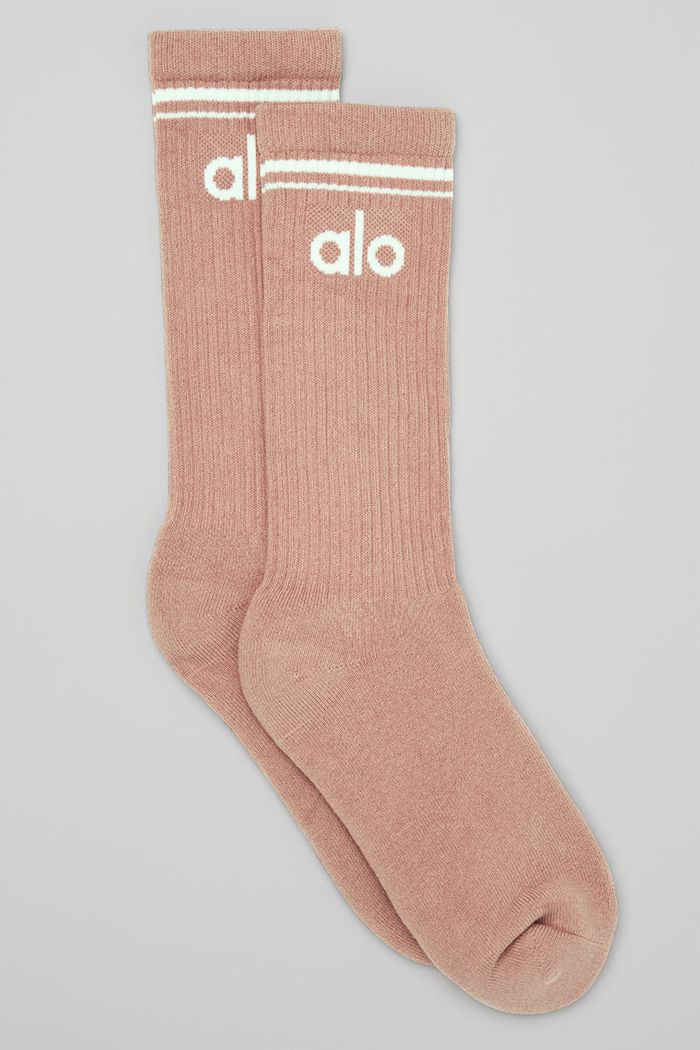 Pink Alo Yoga Throwback Men's Socks | 65184SEJU