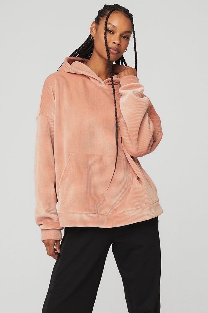 Pink Alo Yoga Velour Baller Women's Hoodie | 32856VPEM