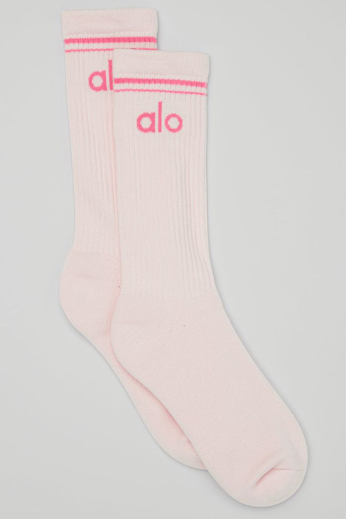 Pink Fuchsia Alo Yoga Throwback Women's Socks | 15207ZYWK