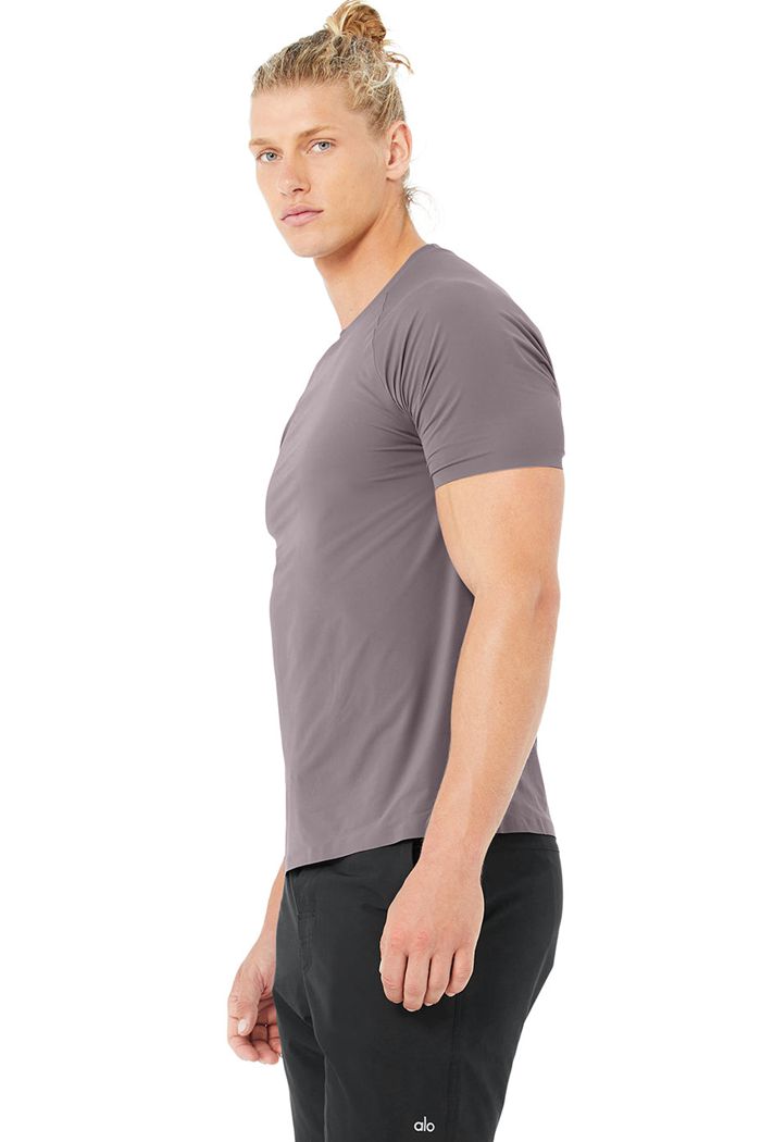 Purple Alo Yoga Idol Performance Tee Men's Short Sleeve | 64912DMBU