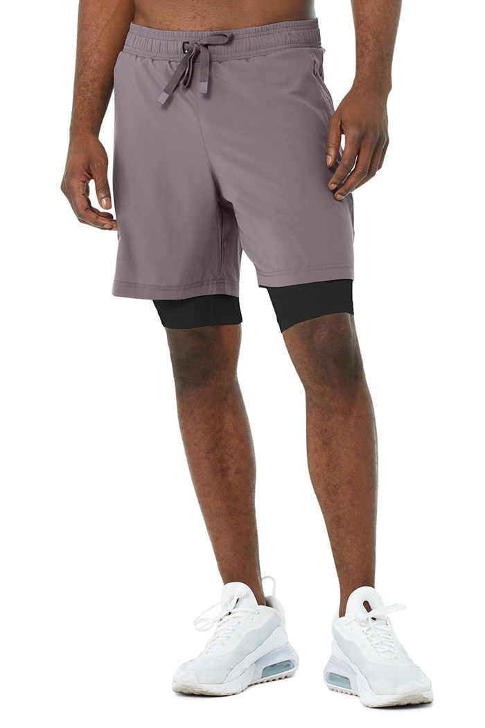 Purple Black Alo Yoga 7" Unity 2-In-1 Men's Short | 58269YOSZ