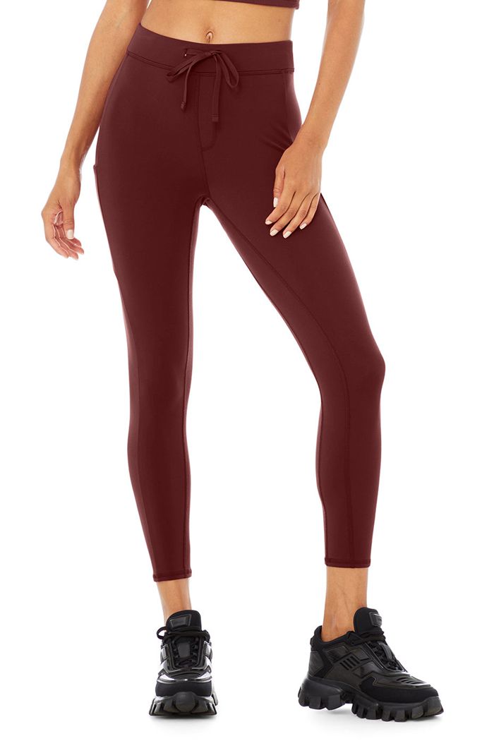 Red Alo Yoga 7/8 High-Waist Checkpoint Women's Leggings | 10935UVZR