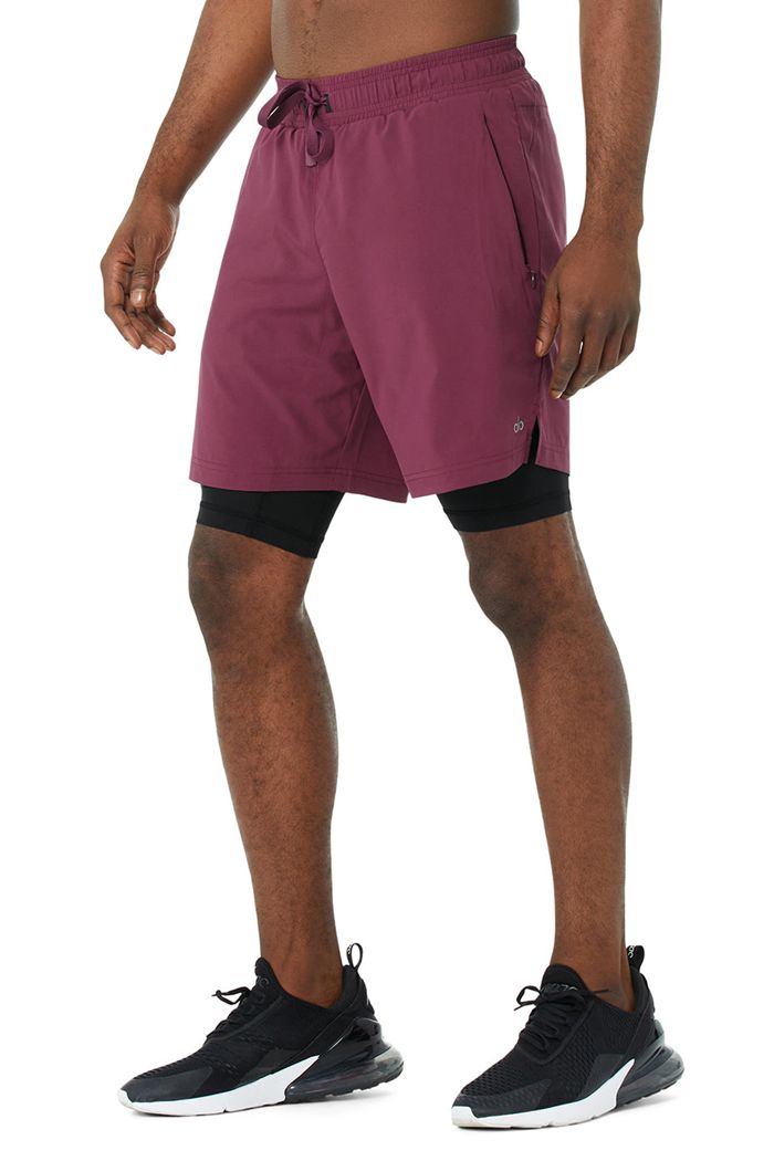 Red Alo Yoga 7" Unity 2-In-1 Men's Short | 27853XURI