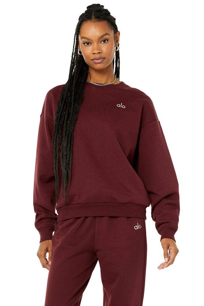 Red Alo Yoga Accolade Crew Neck Women's Pullover | 57340VPHX