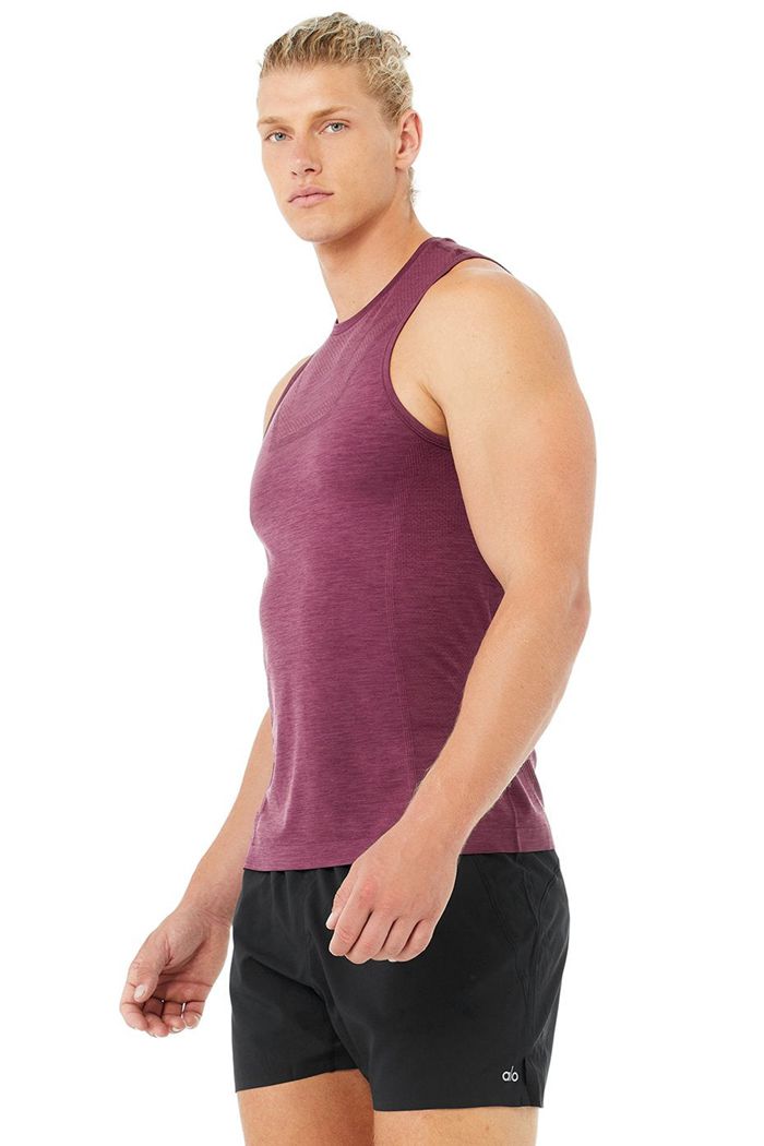 Red Alo Yoga Amplify Seamless Muscle Men's Tank Tops | 05823VCBI