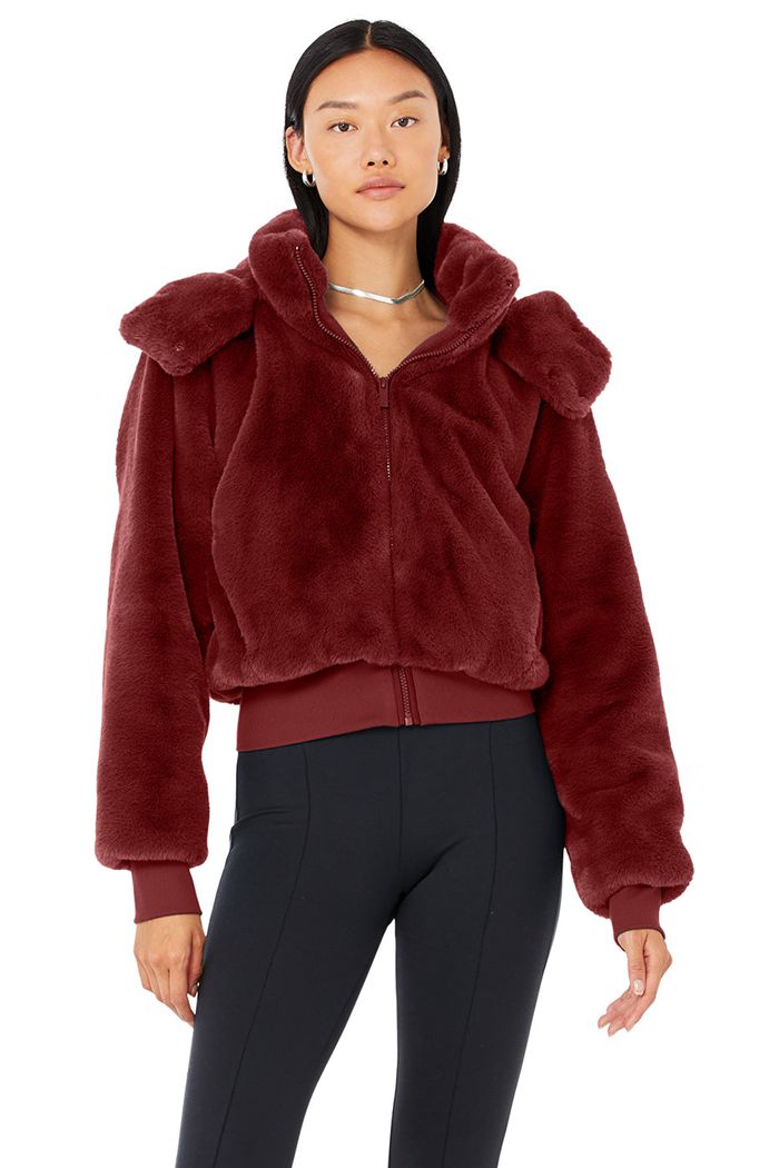 Red Alo Yoga Faux Fur Foxy Women's Jackets | 01724GFSW