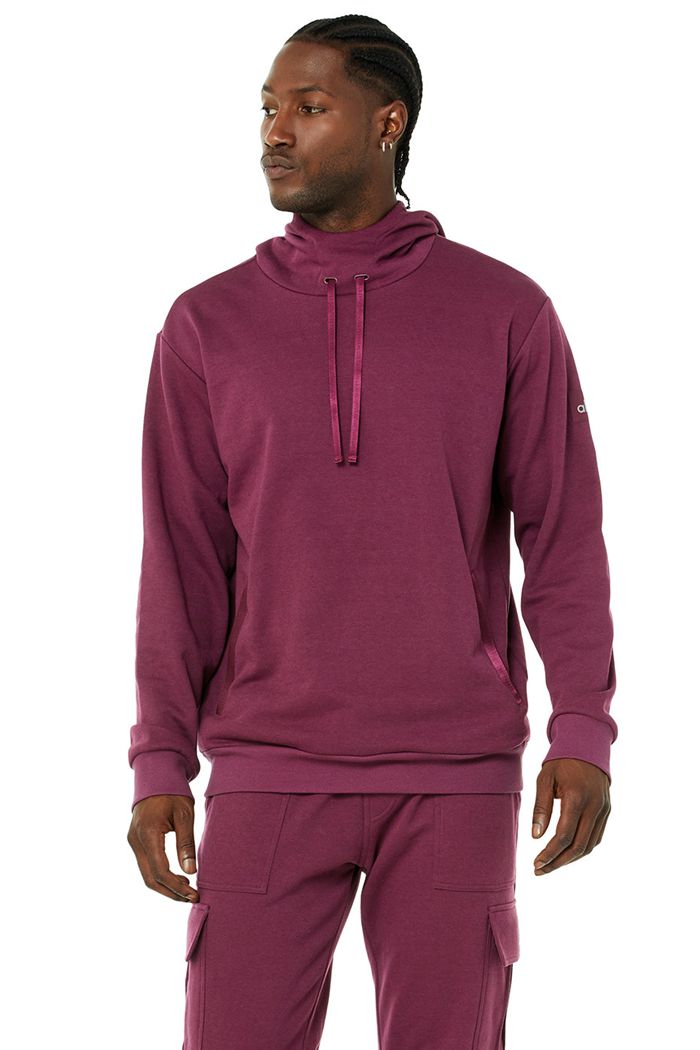 Red Alo Yoga Highline Men's Hoodie | 40968HVXW