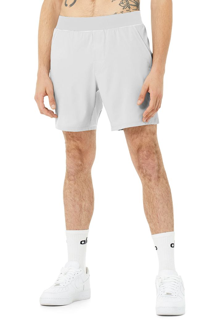 White Alo Yoga 7" Repetition Men's Short | 52678JUQX