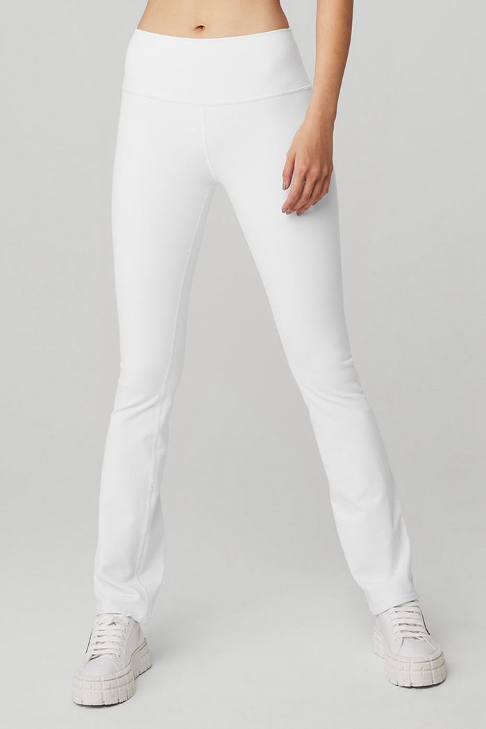 White Alo Yoga Airbrush High-Waist 7/8 Bootcut Women's Leggings | 54679UCLS