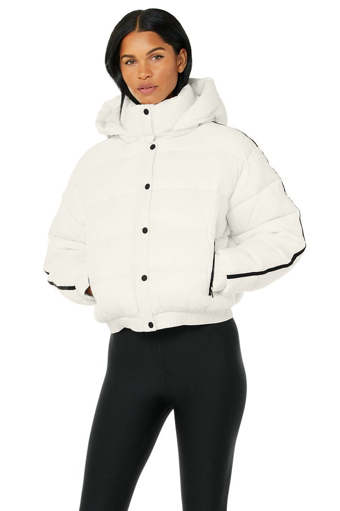 White Alo Yoga Aspen Love Puffer Women's Jackets | 30268CVLA