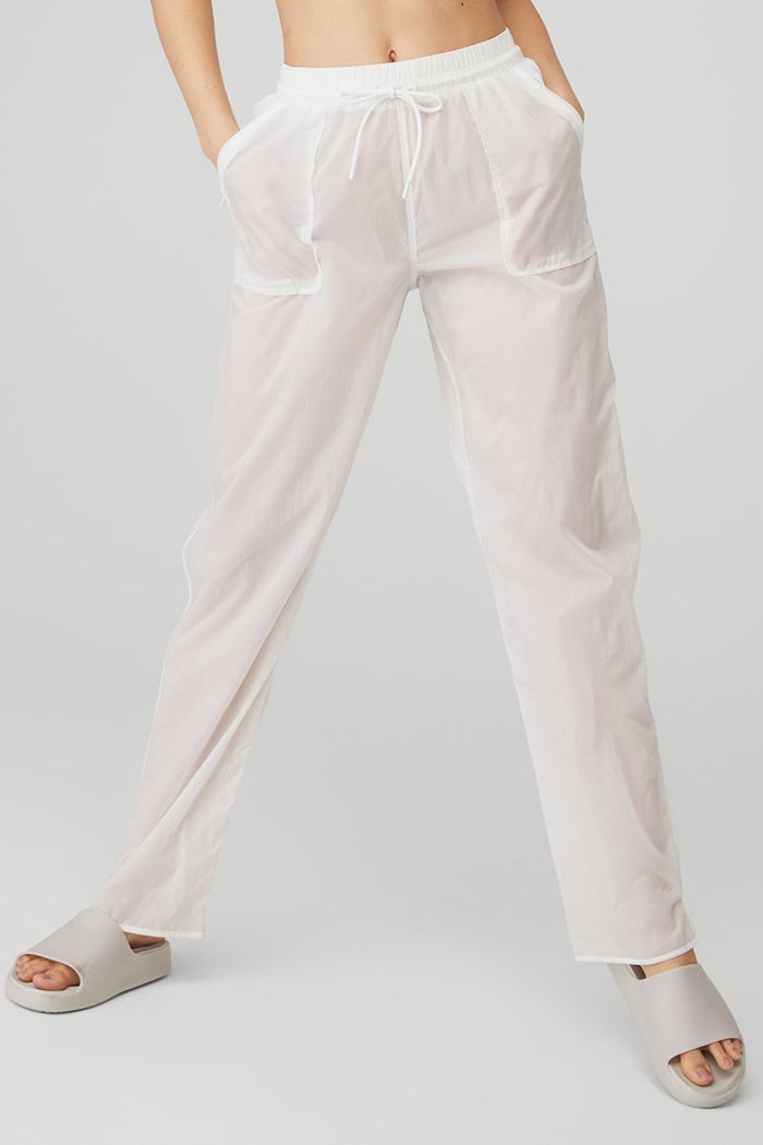 White Alo Yoga Cloud Nine Women's Pants | 53682DFAL