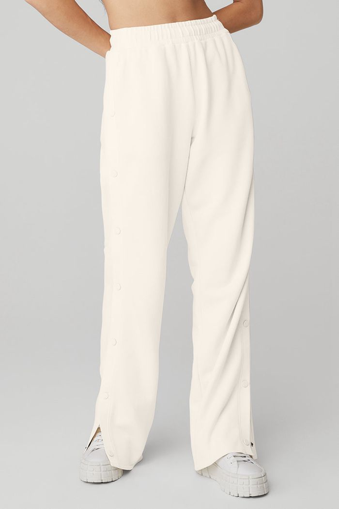 White Alo Yoga Courtside Tearaway Snap Women's Pants | 98546REYM