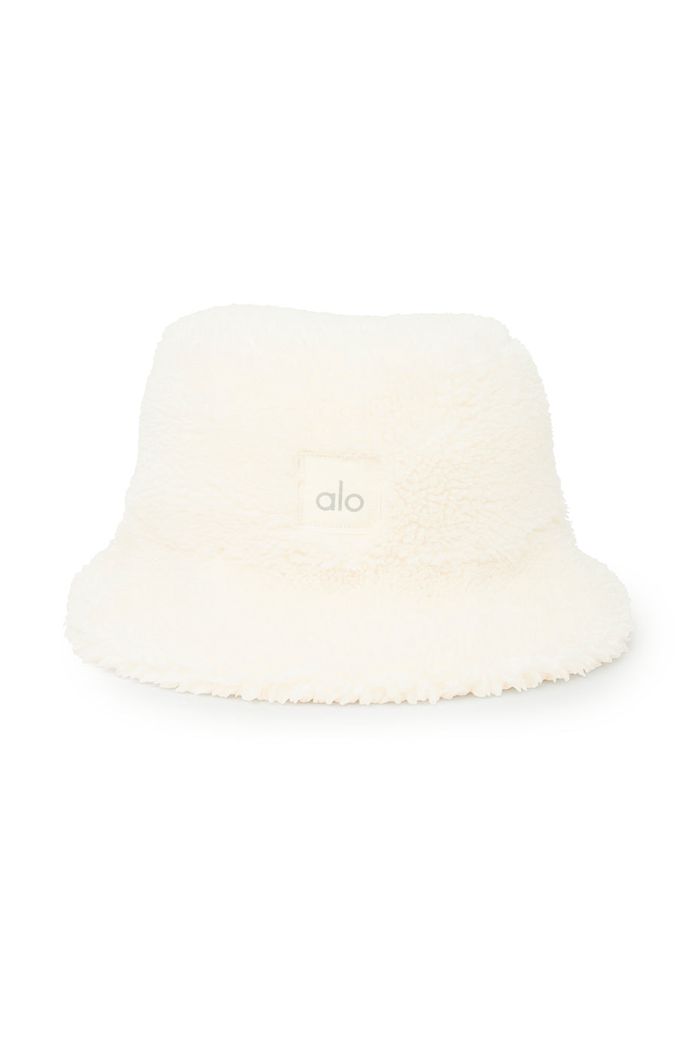 White Alo Yoga Foxy Sherpa Bucket Women's Hats | 59186LEVW