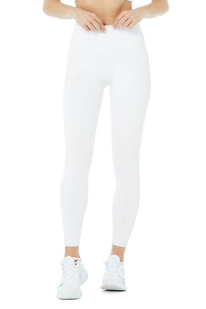 White Alo Yoga High-Waist Airbrush Capri Women's Pants | 59246YAKO