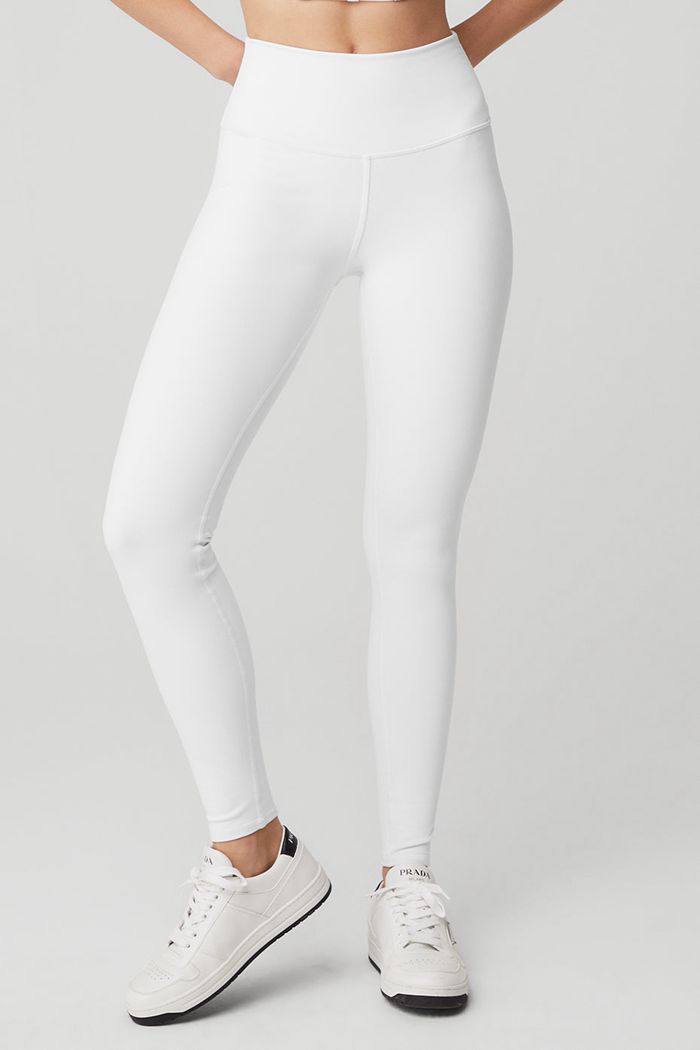 White Alo Yoga High-Waist Airbrush Women's Leggings | 35082UEPW