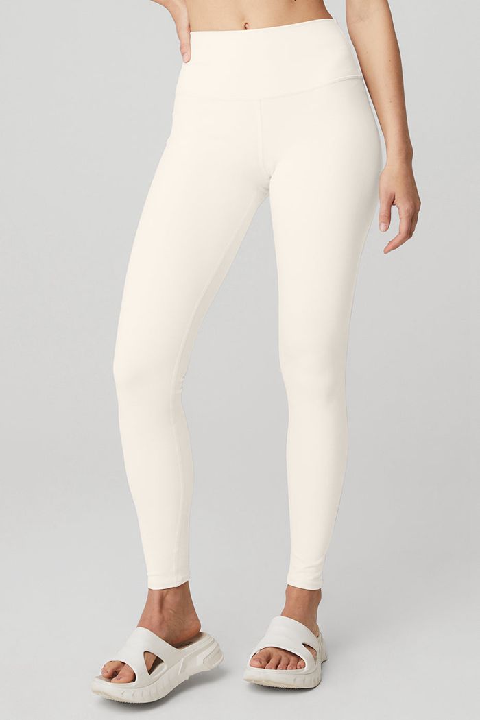 White Alo Yoga High-Waist Airbrush Women's Leggings | 94536FNEC