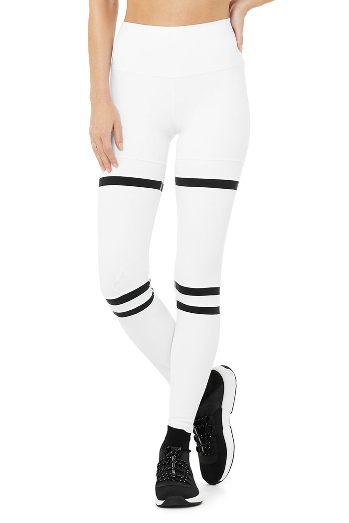 White Alo Yoga High-Waist Legit Women's Leggings | 95207DYHO