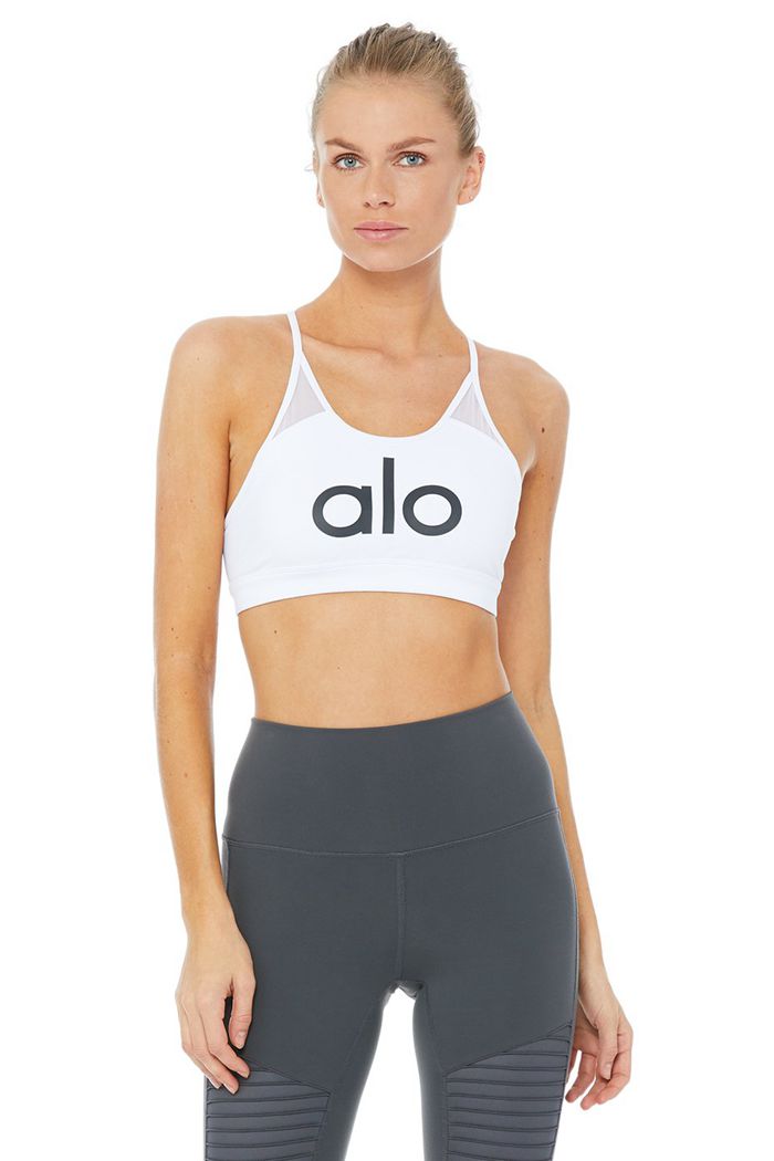 White Alo Yoga Starlet Women's Bras | 94536KZAL