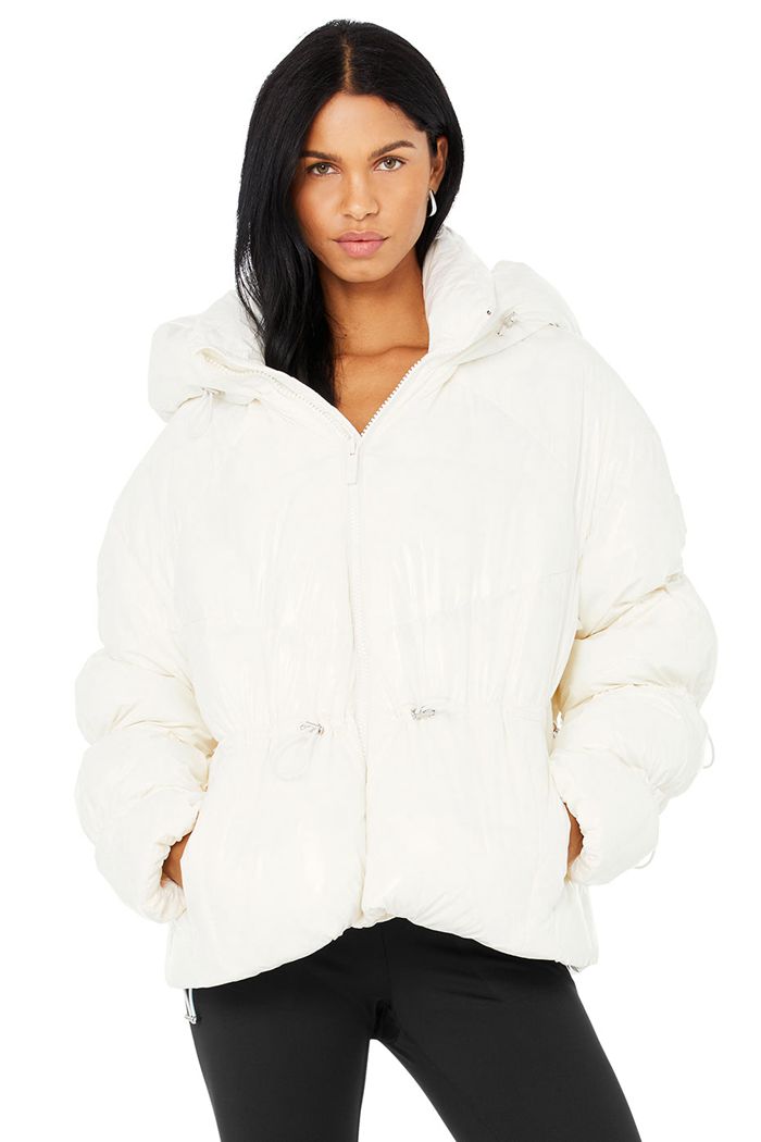 White Alo Yoga Stunner Puffer Women's Jackets | 40682RMPD