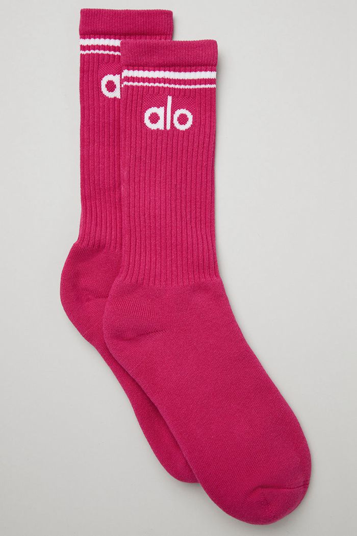 White Alo Yoga Throwback Men's Socks | 20561CXVJ