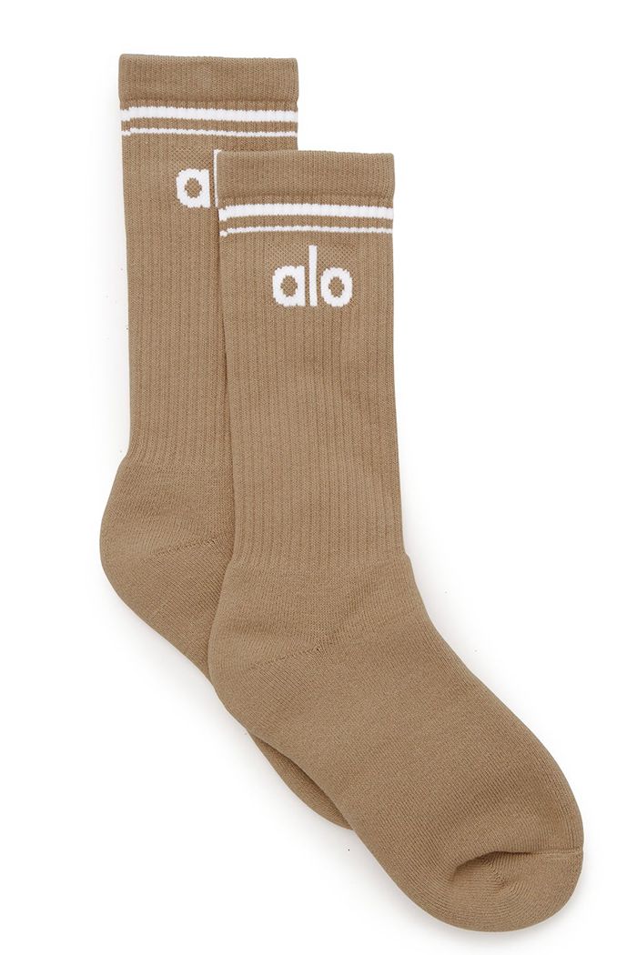 White Alo Yoga Throwback Men's Socks | 73816IDXM