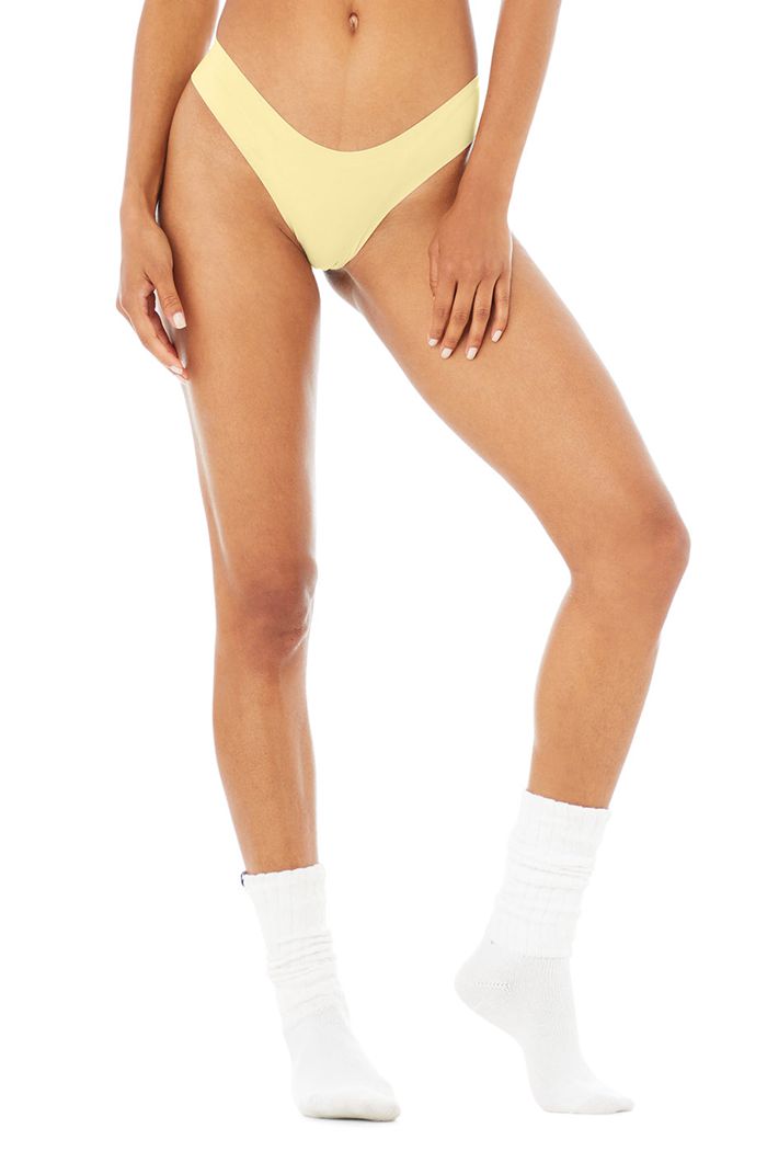 Yellow Alo Yoga Airbrush Invisible Cheeky Women's Underwear | 48520TXZQ