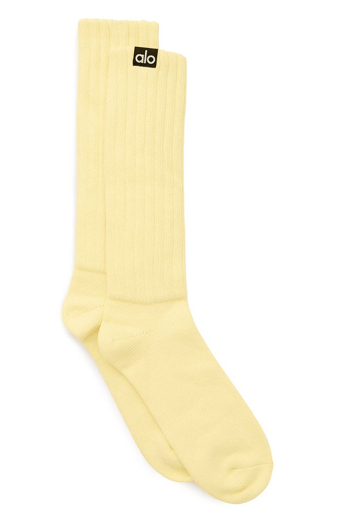 Yellow Alo Yoga Scrunch Women's Socks | 06139JVTD