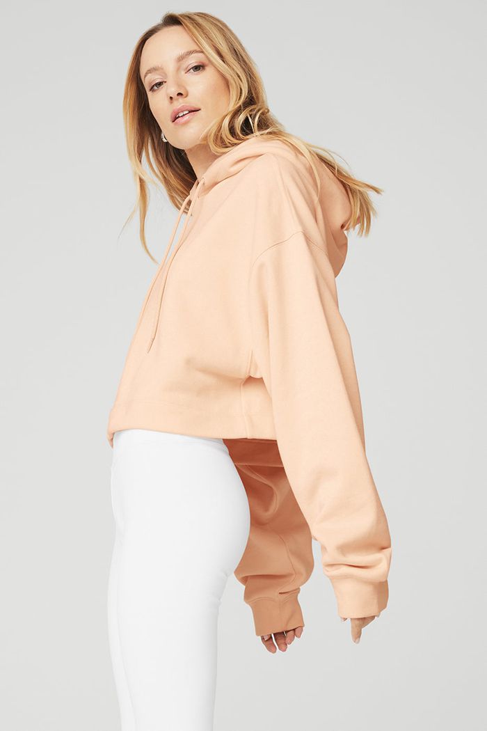 Beige Alo Yoga Bae Women's Hoodie | 17432VFPD