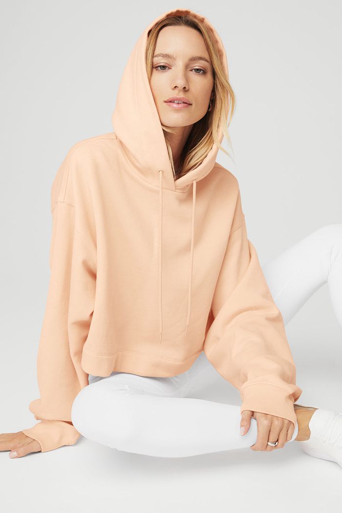 Beige Alo Yoga Bae Women's Hoodie | 17432VFPD