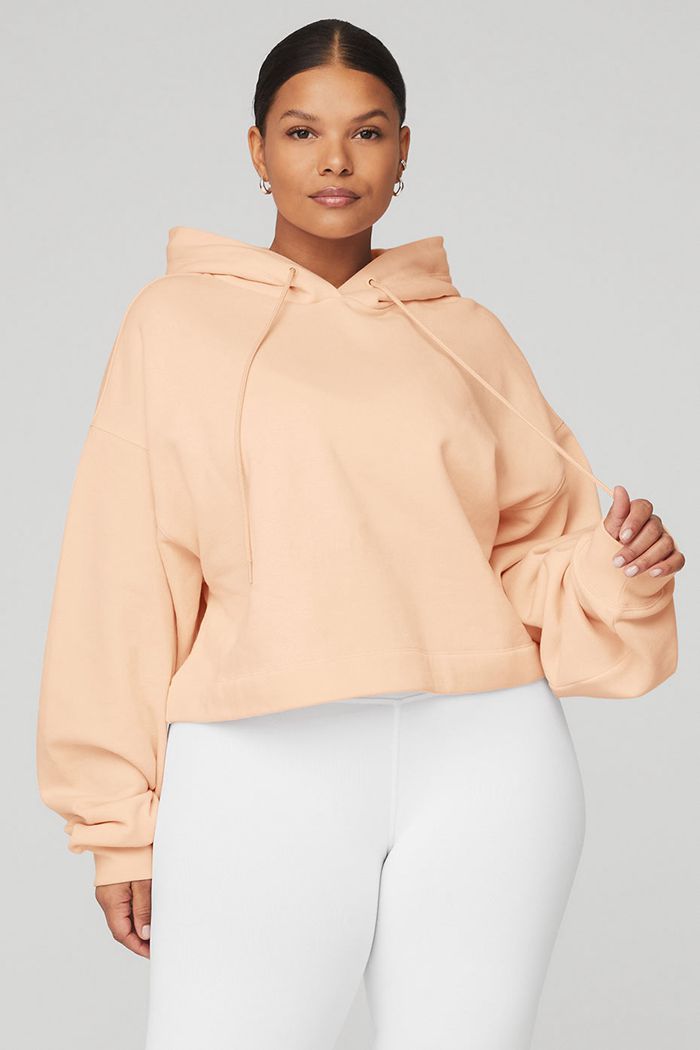 Beige Alo Yoga Bae Women's Hoodie | 17432VFPD