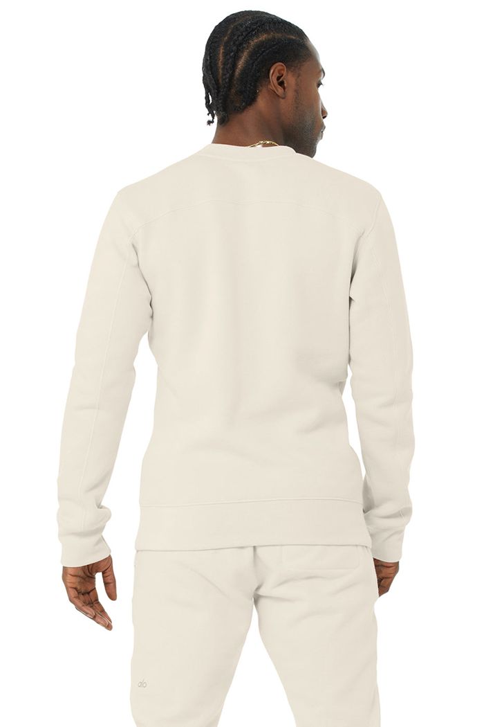 Beige Alo Yoga Base Sweatshirt Men's Long Sleeve | 09517AYDF