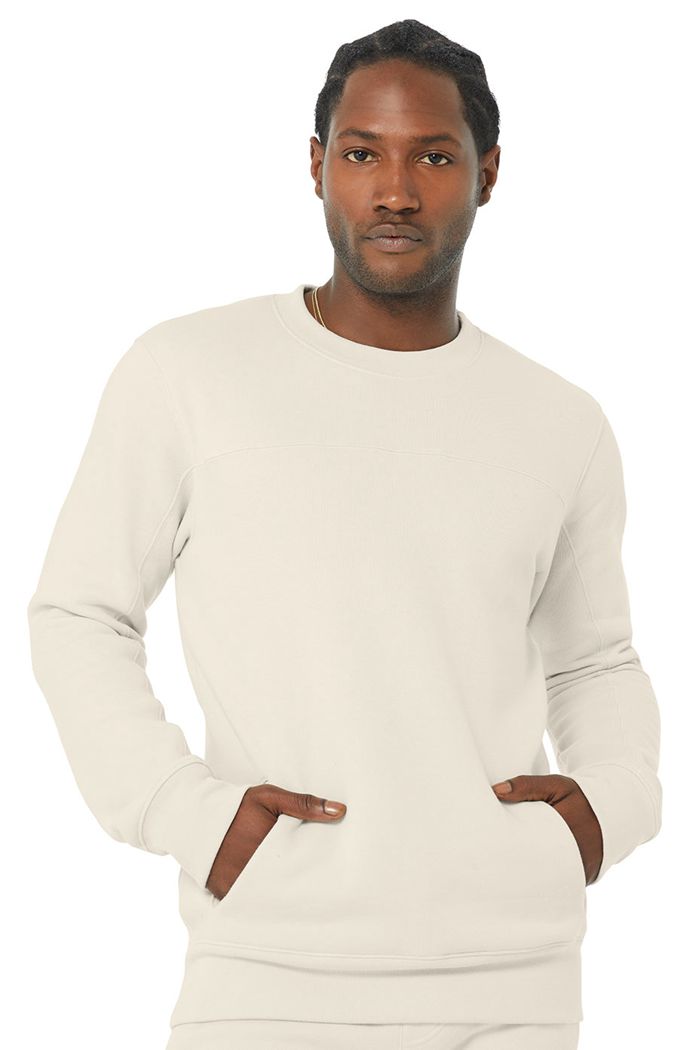 Beige Alo Yoga Base Sweatshirt Men's Long Sleeve | 09517AYDF