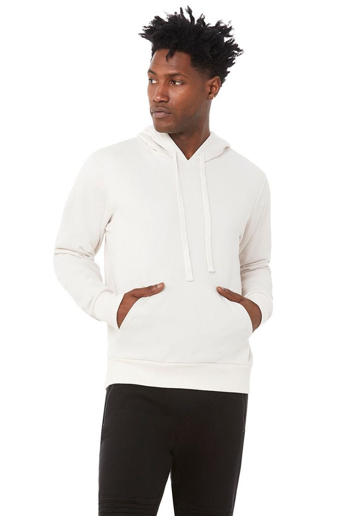 Beige Alo Yoga Caliber Men's Hoodie | 80361AQIN