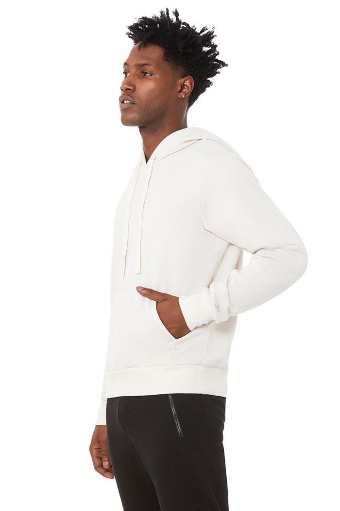 Beige Alo Yoga Caliber Men's Hoodie | 80361AQIN