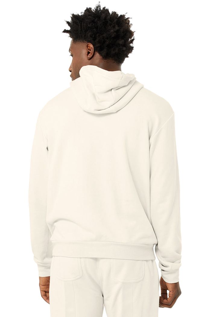 Beige Alo Yoga Highline Men's Hoodie | 15462NJBD