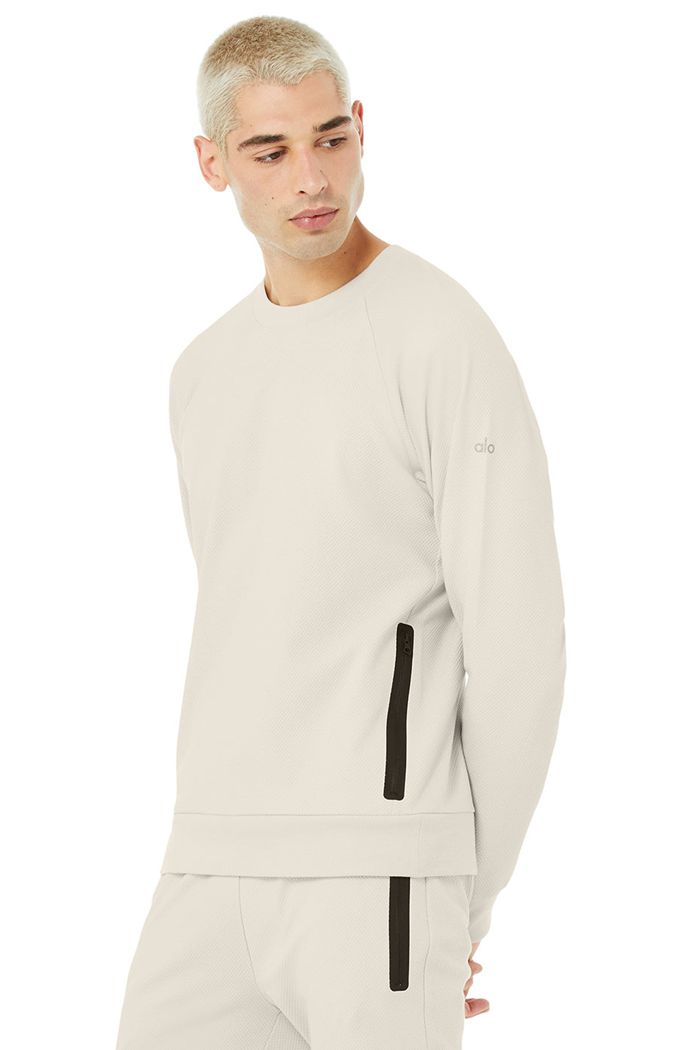 Beige Alo Yoga Impel Sweatshirt Men's Long Sleeve | 54690VHTB