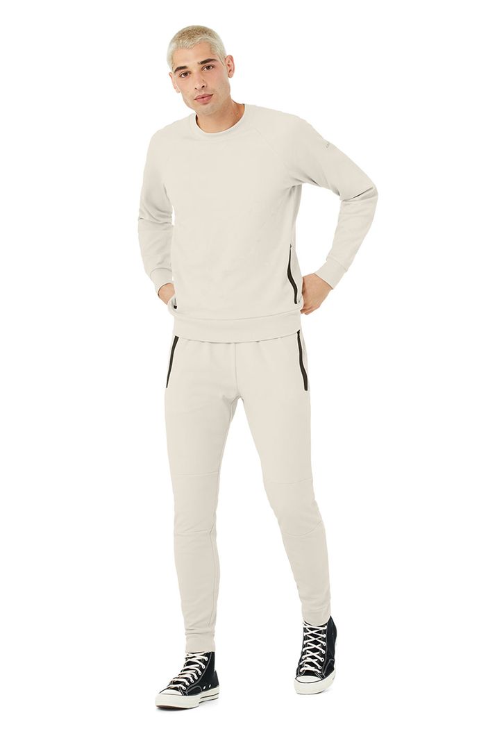 Beige Alo Yoga Impel Sweatshirt Men's Long Sleeve | 54690VHTB