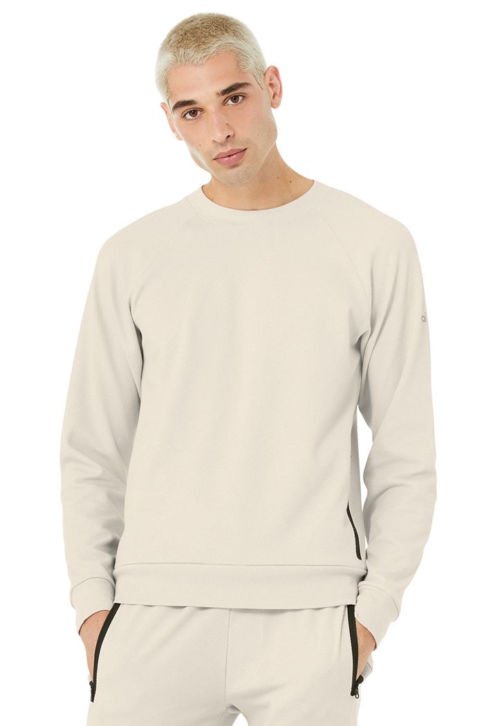 Beige Alo Yoga Impel Sweatshirt Men\'s Long Sleeve | 54690VHTB