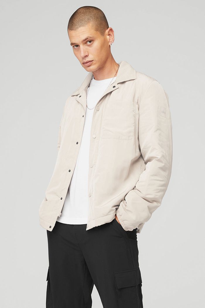 Beige Alo Yoga Legend Men's Jackets | 12908LAWN